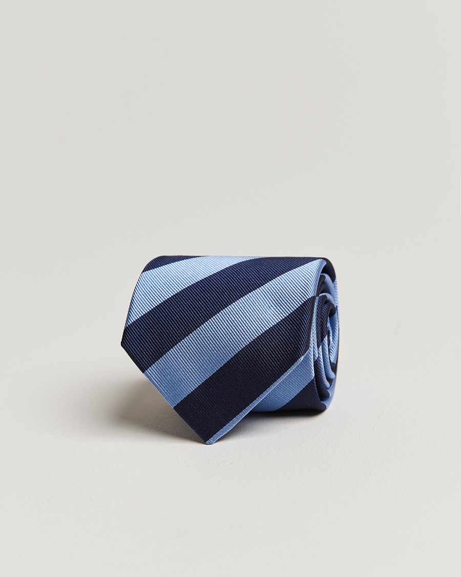 Homme | Cravates | Amanda Christensen | Regemental Stripe Classic Tie 8 cm Sky Blue/Navy