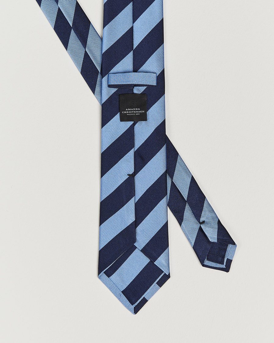 Homme | Cravates | Amanda Christensen | Regemental Stripe Classic Tie 8 cm Sky Blue/Navy