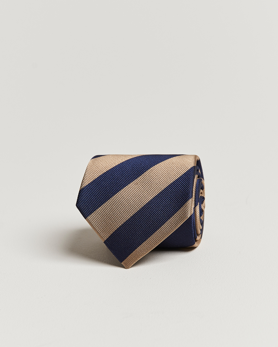 Homme | Cravates | Amanda Christensen | Regemental Stripe Classic Tie 8 cm Sand/Navy