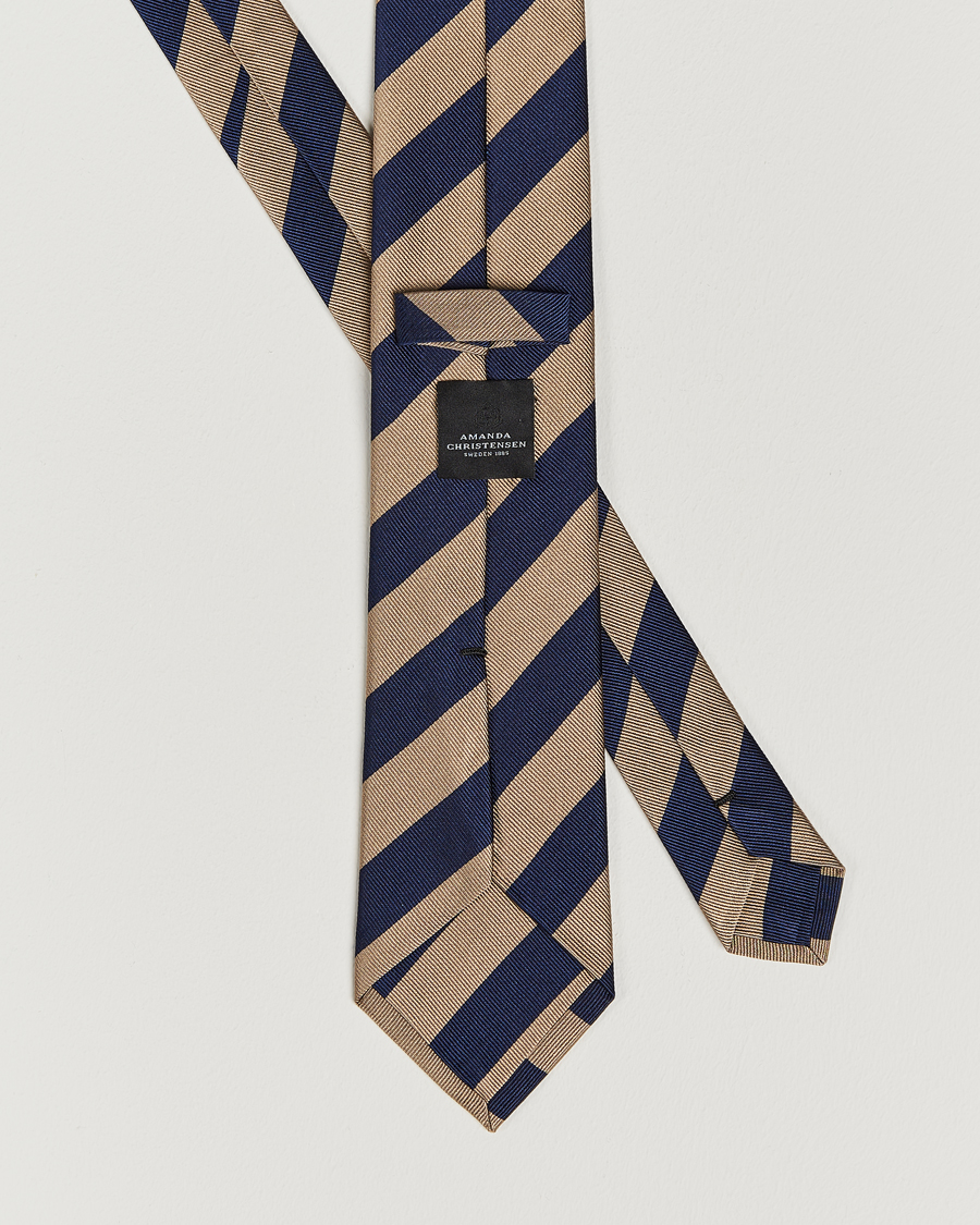 Homme | Cravates | Amanda Christensen | Regemental Stripe Classic Tie 8 cm Sand/Navy
