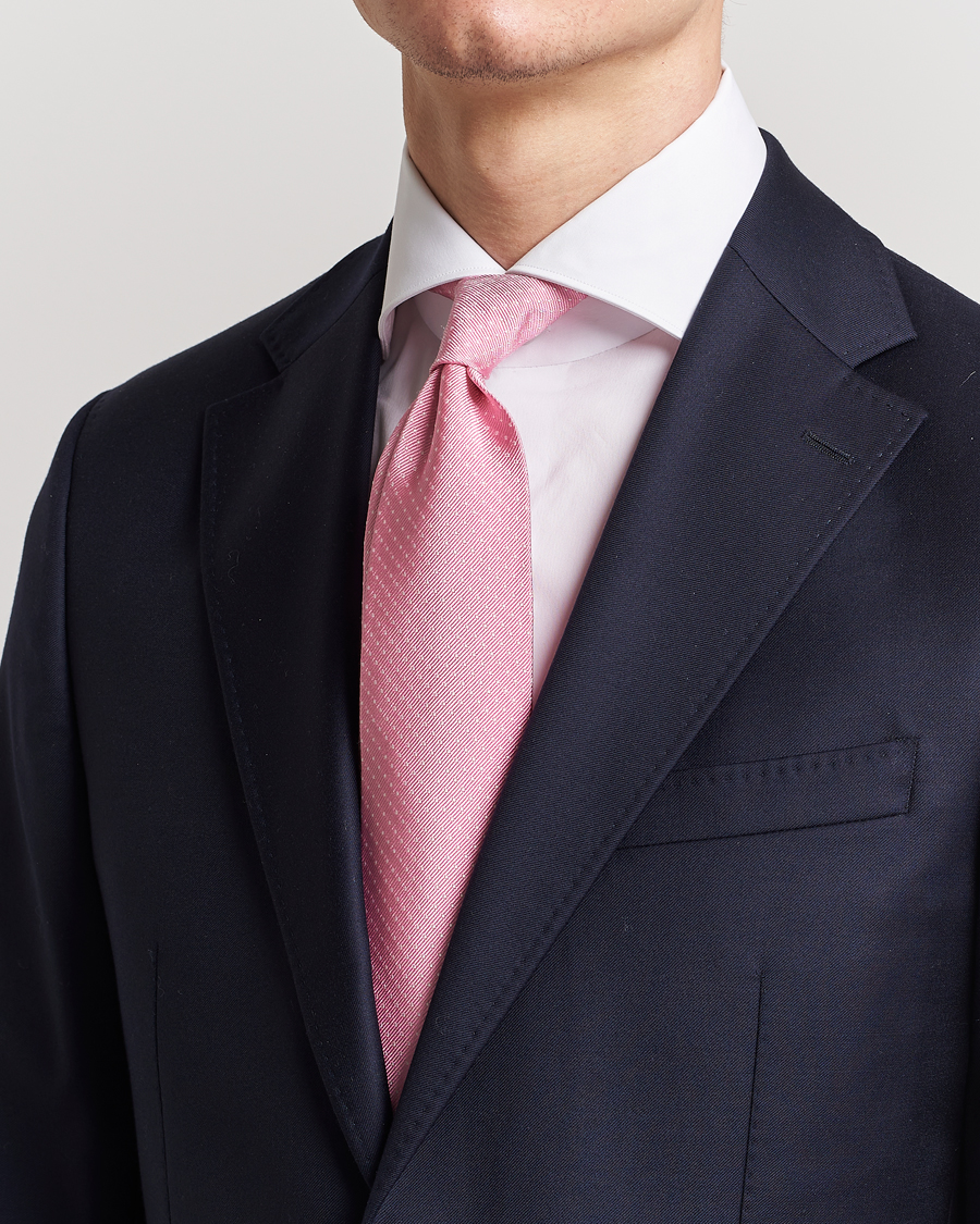 Homme | Cravates | Amanda Christensen | Micro Dot Classic Tie 8 cm Pink/White