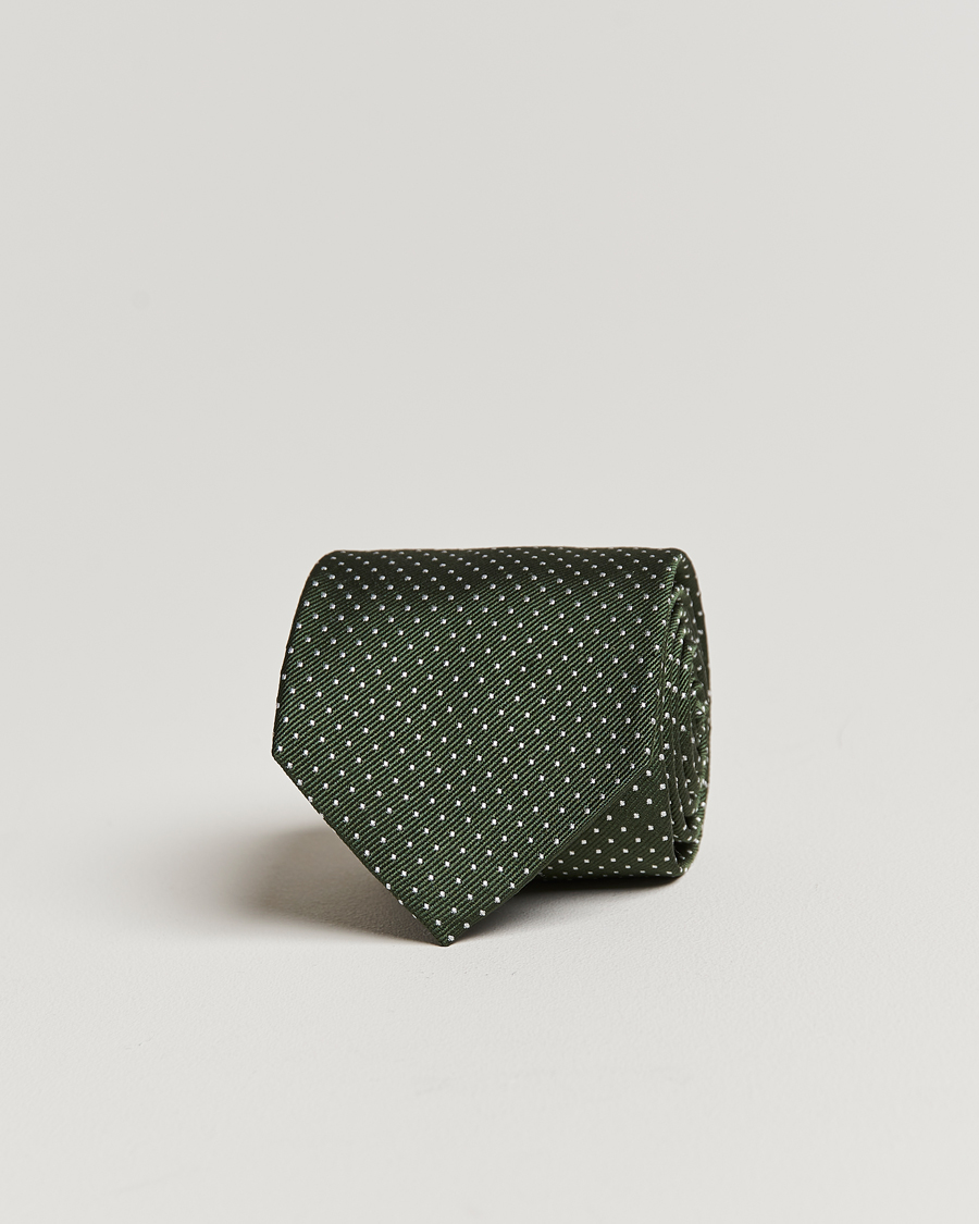 Homme | Amanda Christensen Micro Dot Classic Tie 8 cm Olive/White | Amanda Christensen | Micro Dot Classic Tie 8 cm Olive/White
