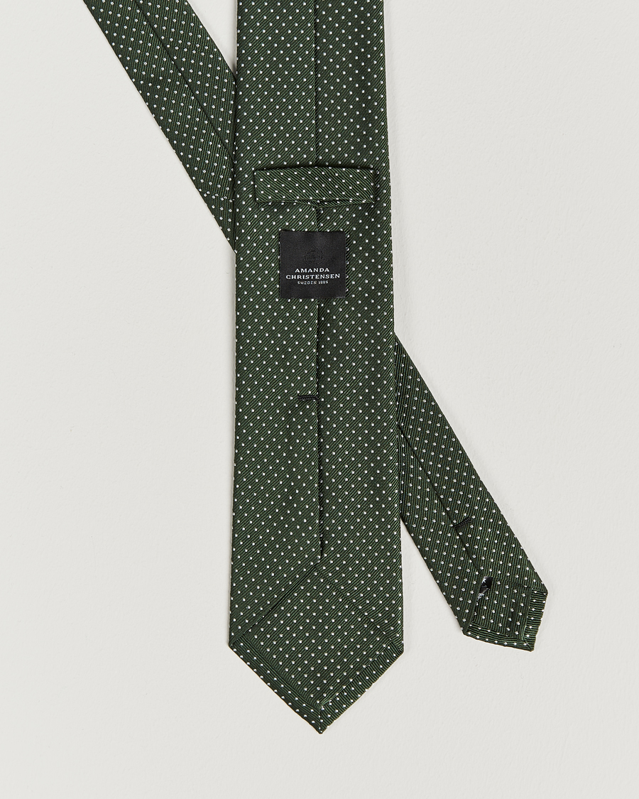 Homme | Cravates | Amanda Christensen | Micro Dot Classic Tie 8 cm Olive/White