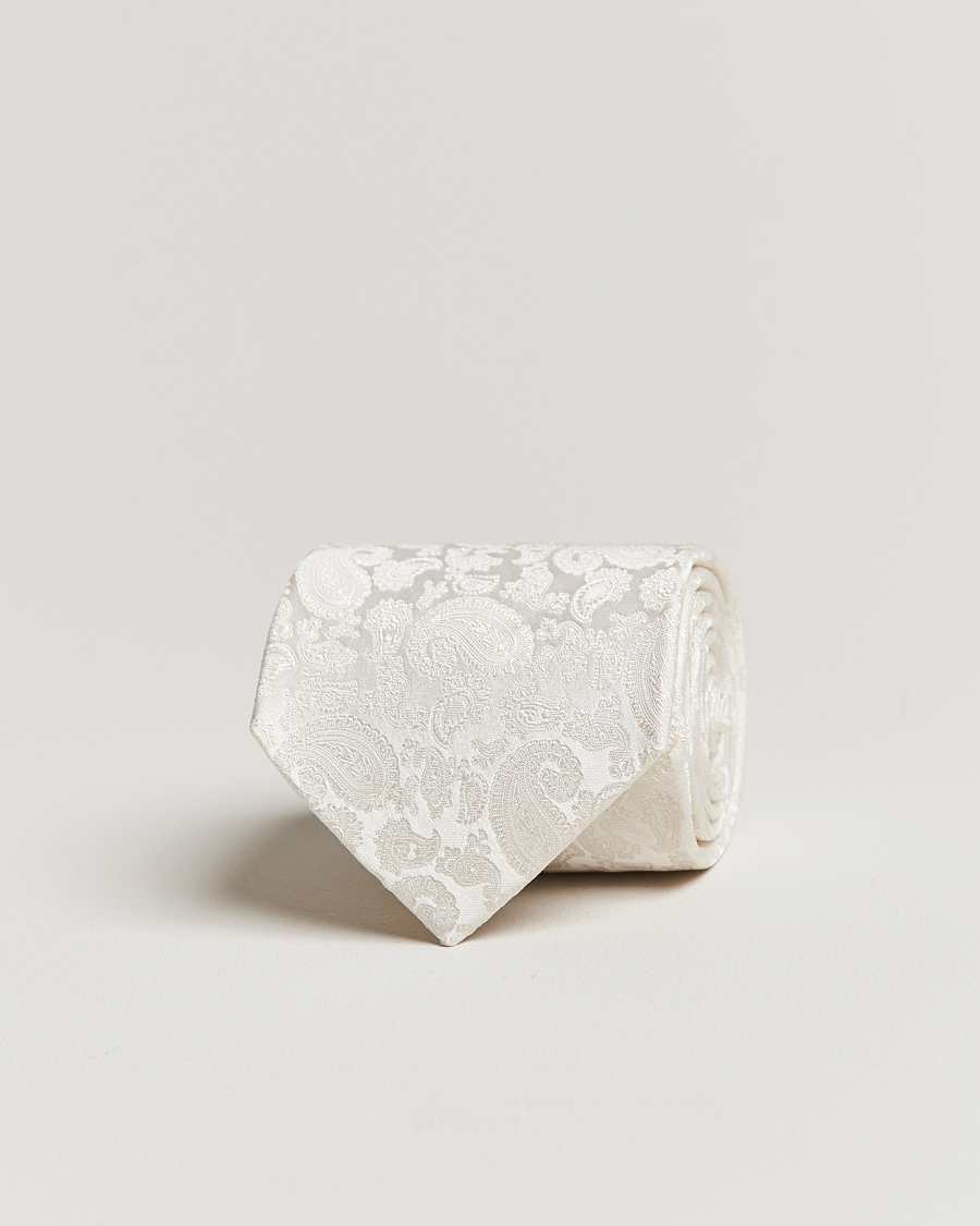 Homme | Cravates | Amanda Christensen | Silk Tonal Paisley Tie 8 cm Cream