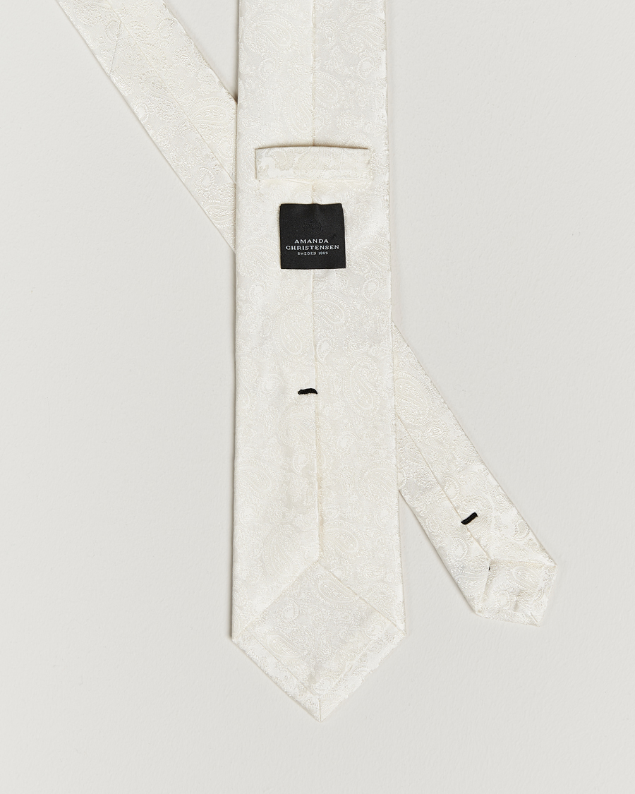 Homme | Cravates | Amanda Christensen | Silk Tonal Paisley Tie 8 cm Cream