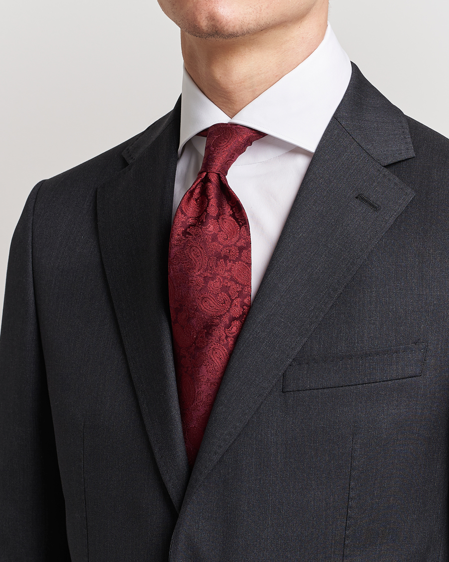 Homme | Cravates | Amanda Christensen | Silk Tonal Paisley Tie 8 cm Wine