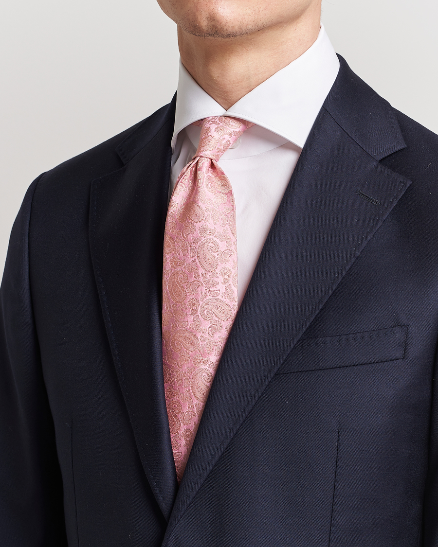 Homme | Bientôt En Stock | Amanda Christensen | Silk Tonal Paisley Tie 8 cm Powder Pink