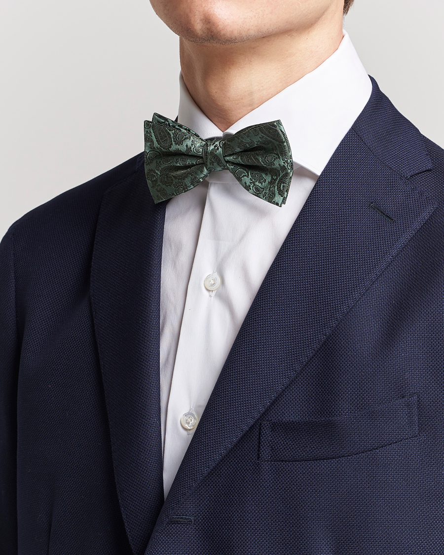 Homme | Amanda Christensen Tonal Paisley Pre Tie Silk Olive | Amanda Christensen | Tonal Paisley Pre Tie Silk Olive