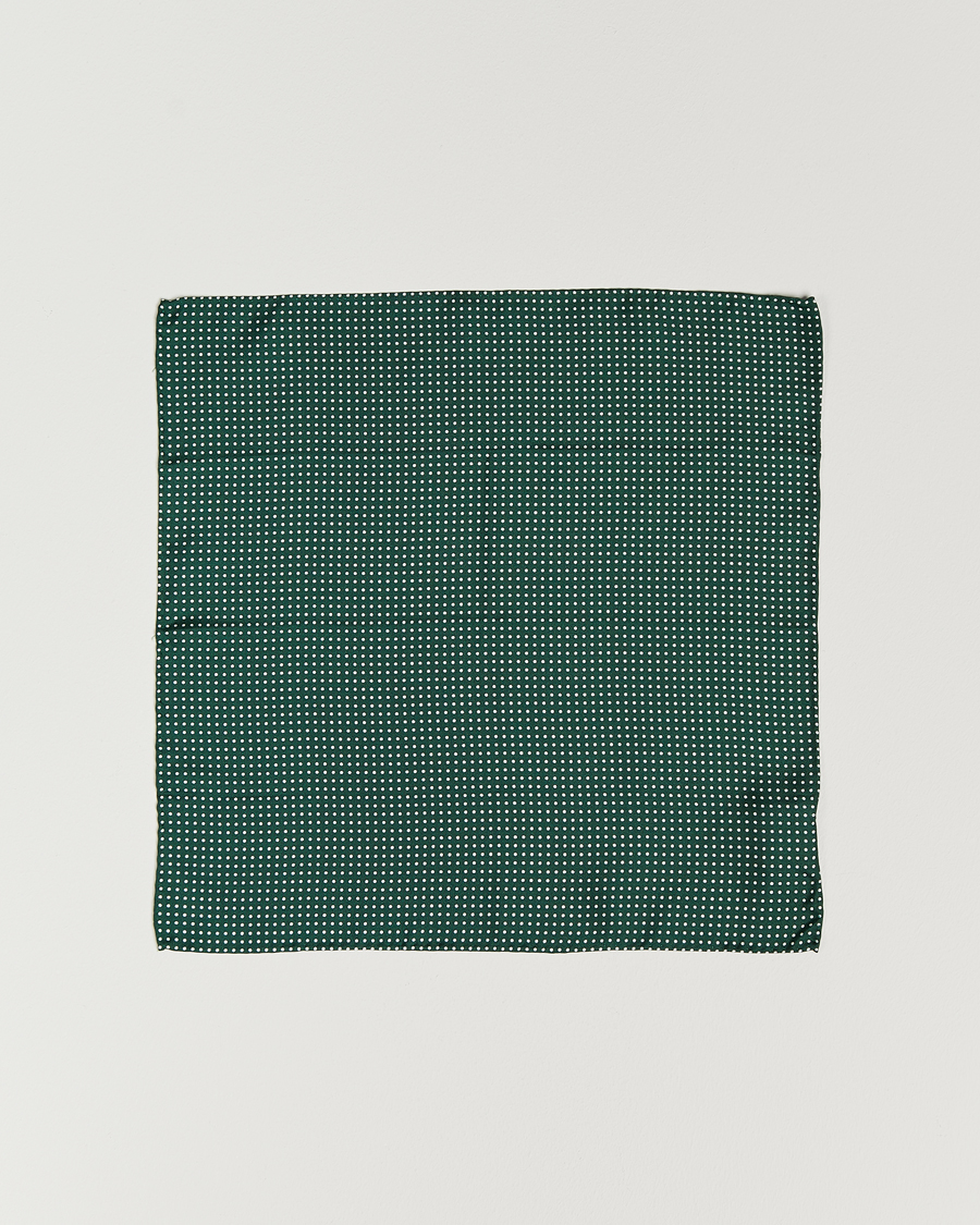 Homme | Pochettes De Costume | Amanda Christensen | Handkerchief Dot Silk Bottle Green