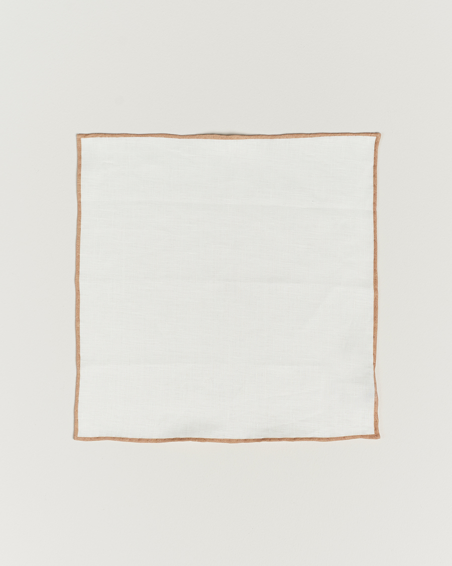 Homme | Pochettes De Costume | Amanda Christensen | Linen Paspoal Pocket Square Sand/White