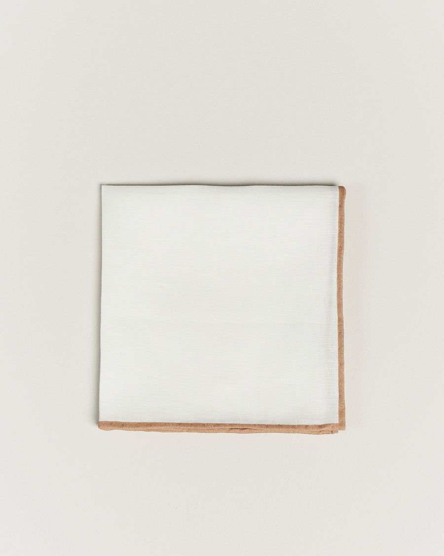 Homme | Pochettes De Costume | Amanda Christensen | Linen Paspoal Pocket Square Sand/White