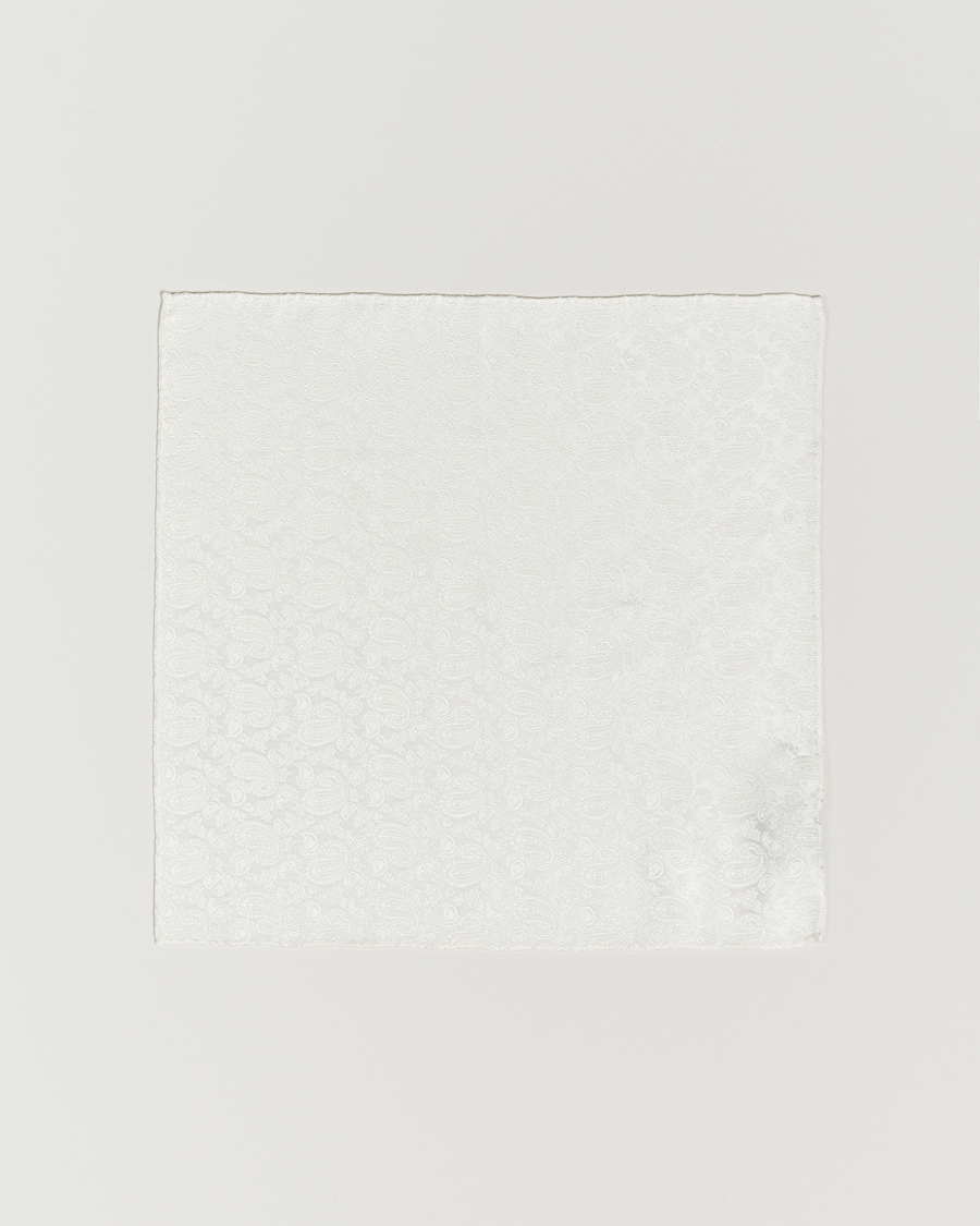 Homme | Pochettes De Costume | Amanda Christensen | Tonal Paisley Silk Pocket Square Cream