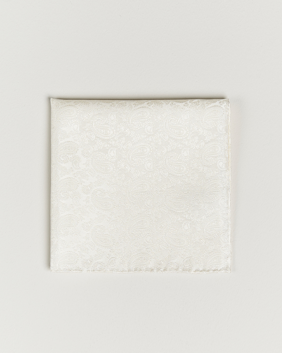 Homme | Pochettes De Costume | Amanda Christensen | Tonal Paisley Silk Pocket Square Cream