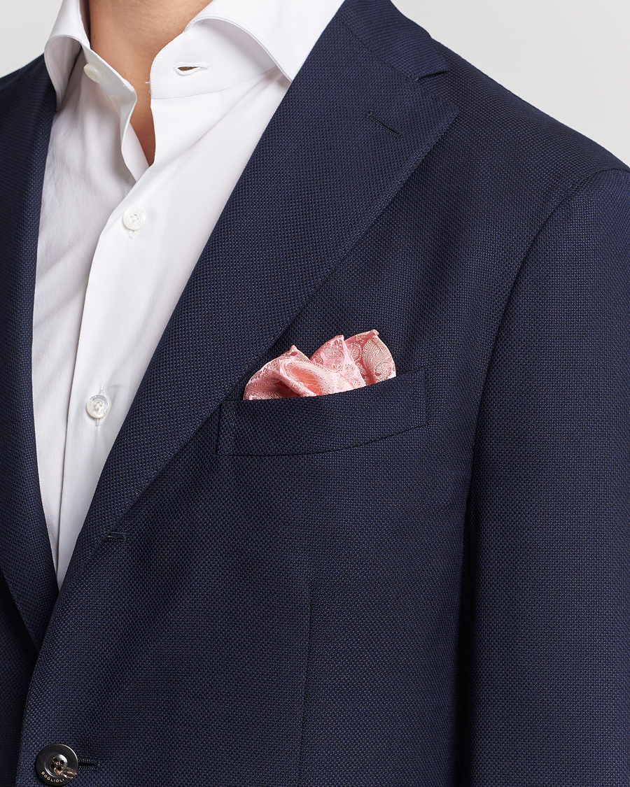 Homme | Pochettes De Costume | Amanda Christensen | Tonal Paisley Silk Pocket Square Powder Pink
