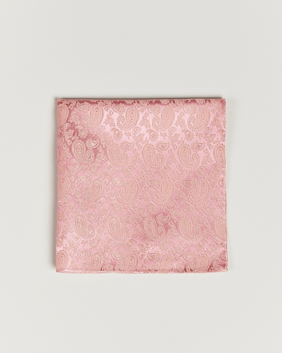 Homme | Amanda Christensen Tonal Paisley Silk Pocket Square Powder Pink | Amanda Christensen | Tonal Paisley Silk Pocket Square Powder Pink