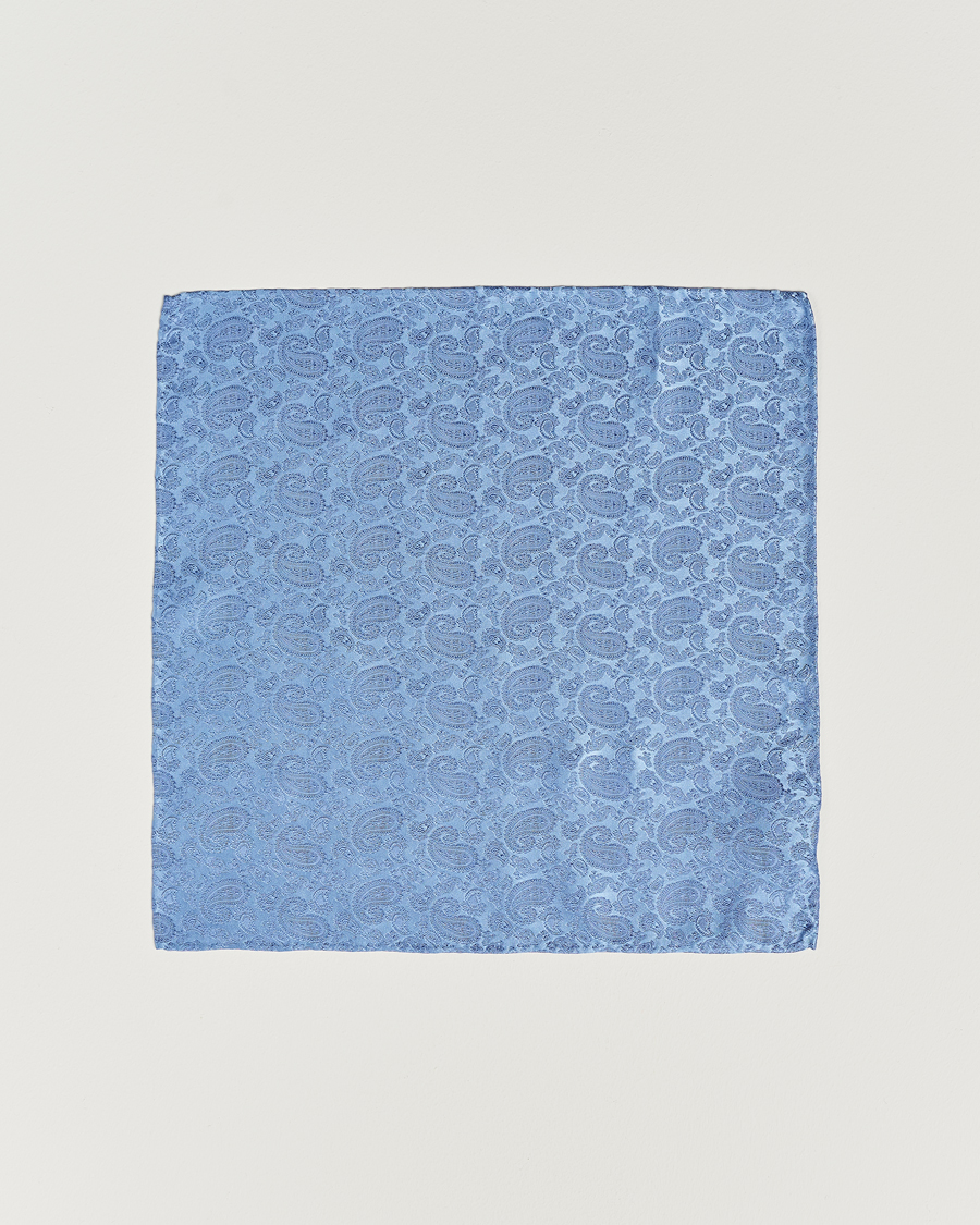 Homme | Pochettes De Costume | Amanda Christensen | Tonal Paisley Silk Pocket Square Sky Blue