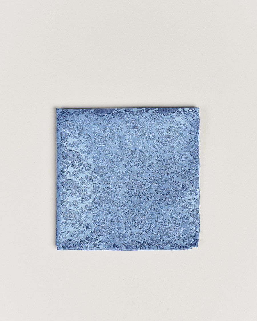 Homme | Pochettes De Costume | Amanda Christensen | Tonal Paisley Silk Pocket Square Sky Blue
