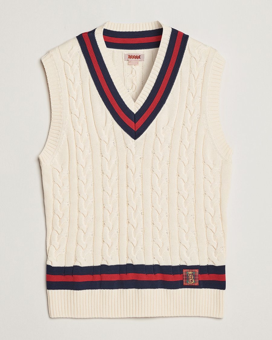Homme | Pulls Et Tricots | Baracuta | Cotton Cable Knit Vest Off White