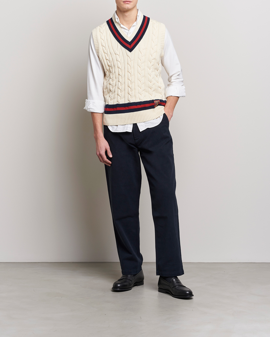 Homme | Pulls Et Tricots | Baracuta | Cotton Cable Knit Vest Off White