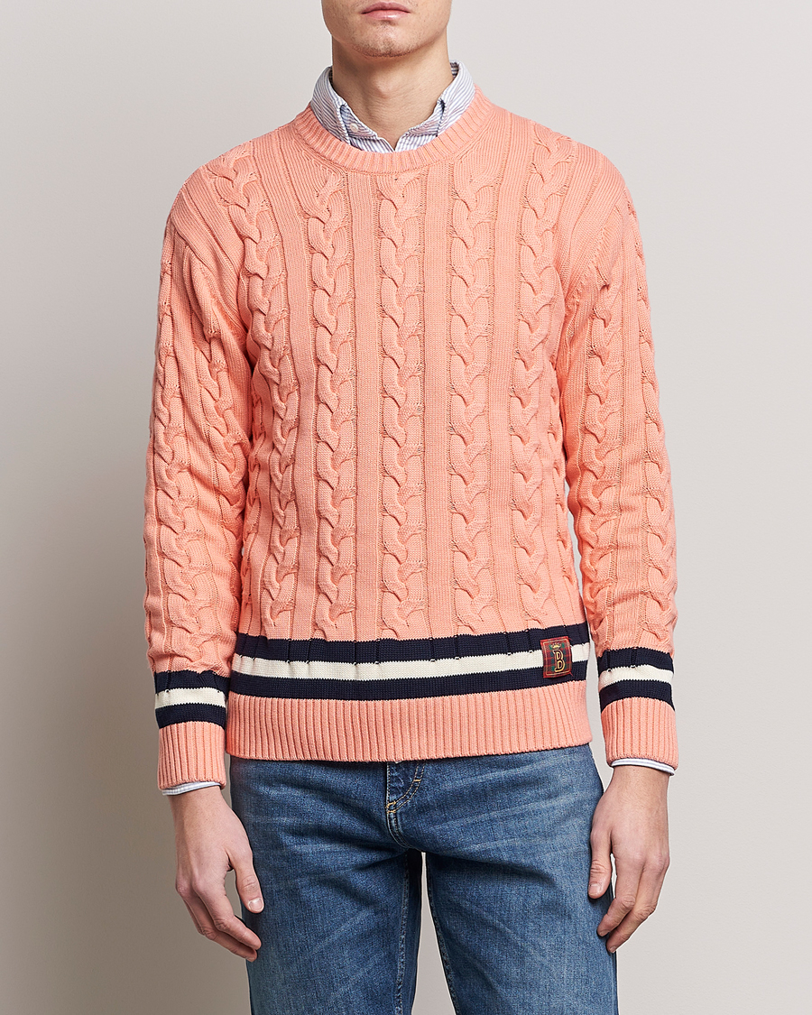 Homme | Pulls Et Tricots | Baracuta | Cotton Cable Crew Neck Flamingo