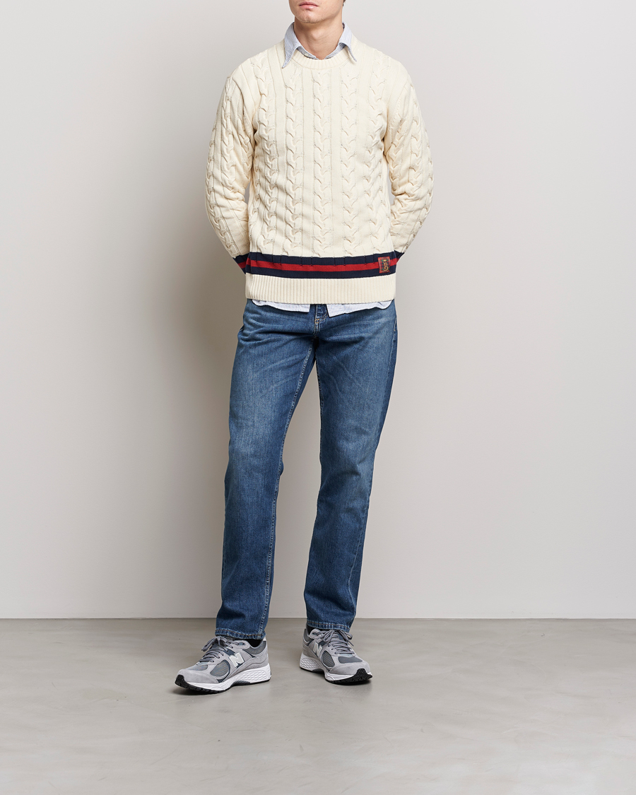 Homme | Pulls Et Tricots | Baracuta | Cotton Cable Crew Neck Off White