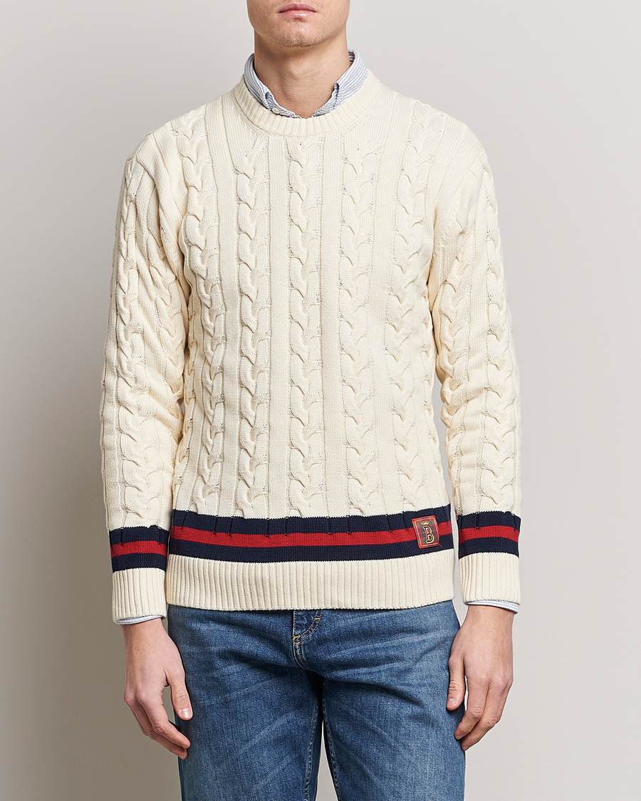 Homme | Pulls Et Tricots | Baracuta | Cotton Cable Crew Neck Off White