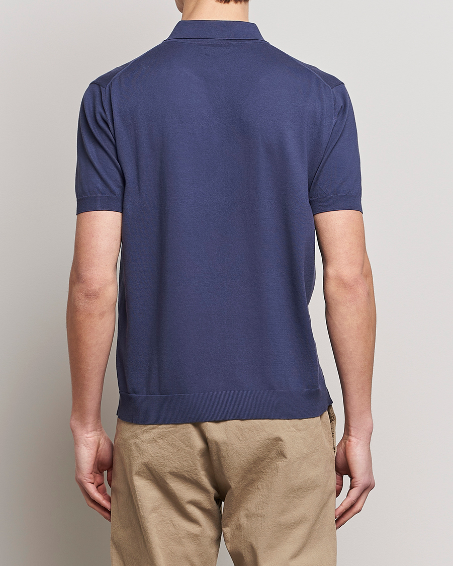 Homme | Polos | Baracuta | Horatio Cotton Garment Dyed Knitted Polo Shirt Navy