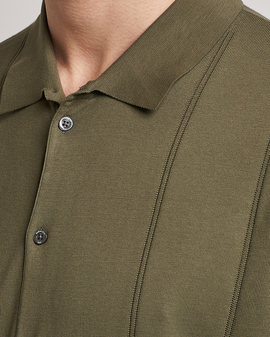 Homme | Polos | Baracuta | Horatio Cotton Garment Dyed Knitted Polo Shirt Olive