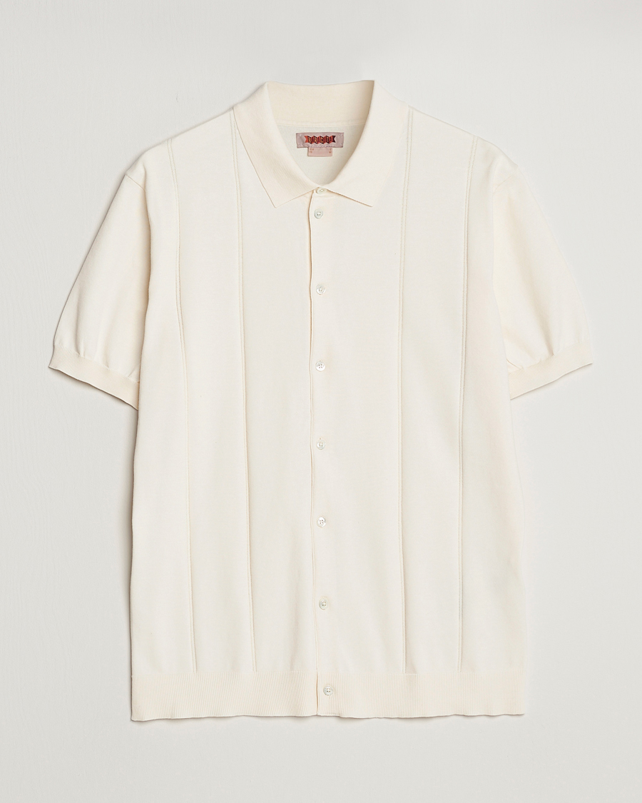 Homme | Polos | Baracuta | Horatio Cotton Garment Dyed Knitted Polo Shirt Ivory
