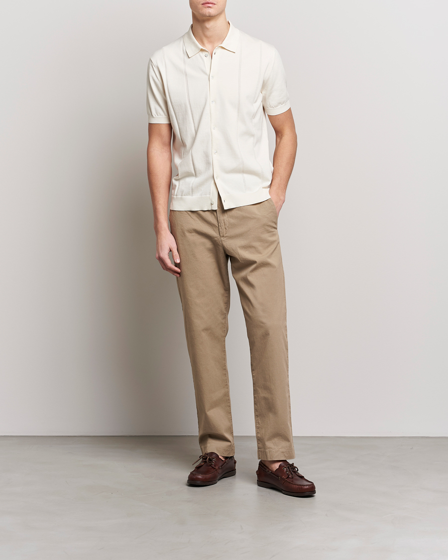 Homme | Polos | Baracuta | Horatio Cotton Garment Dyed Knitted Polo Shirt Ivory