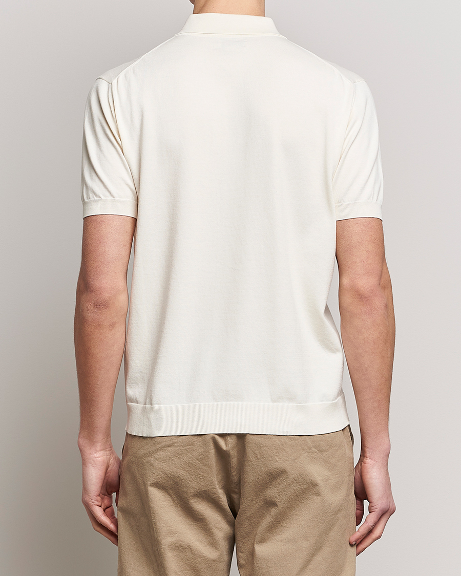 Homme | Polos | Baracuta | Horatio Cotton Garment Dyed Knitted Polo Shirt Ivory