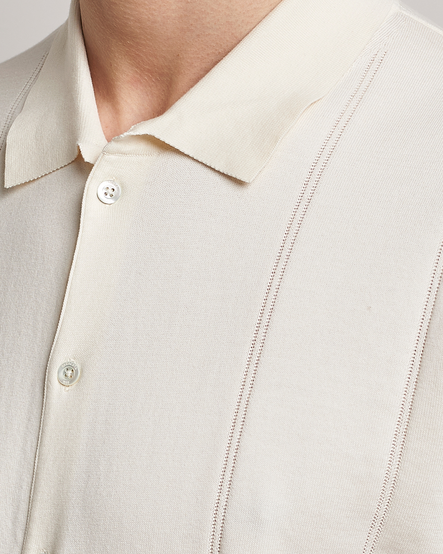 Homme | Polos | Baracuta | Horatio Cotton Garment Dyed Knitted Polo Shirt Ivory