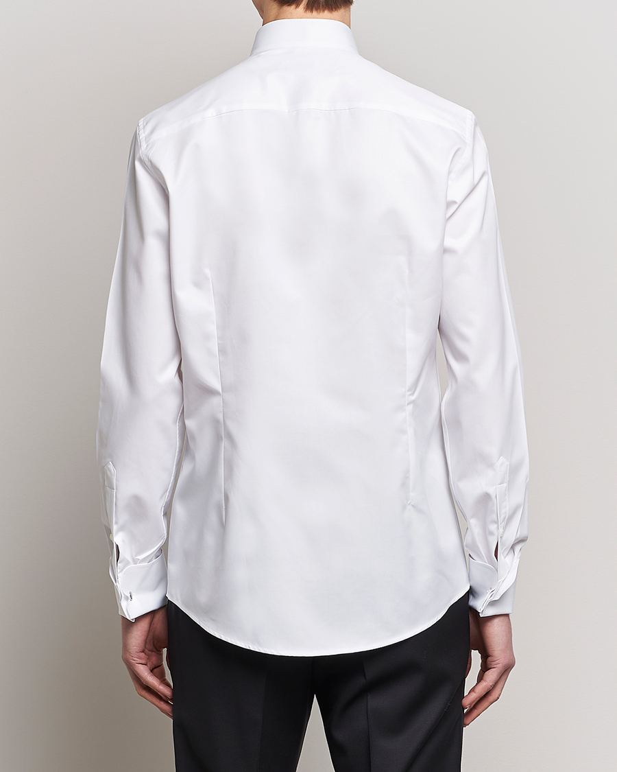Homme | Chemises | Stenströms | Slimline Stand Up Collar Plissè Shirt White