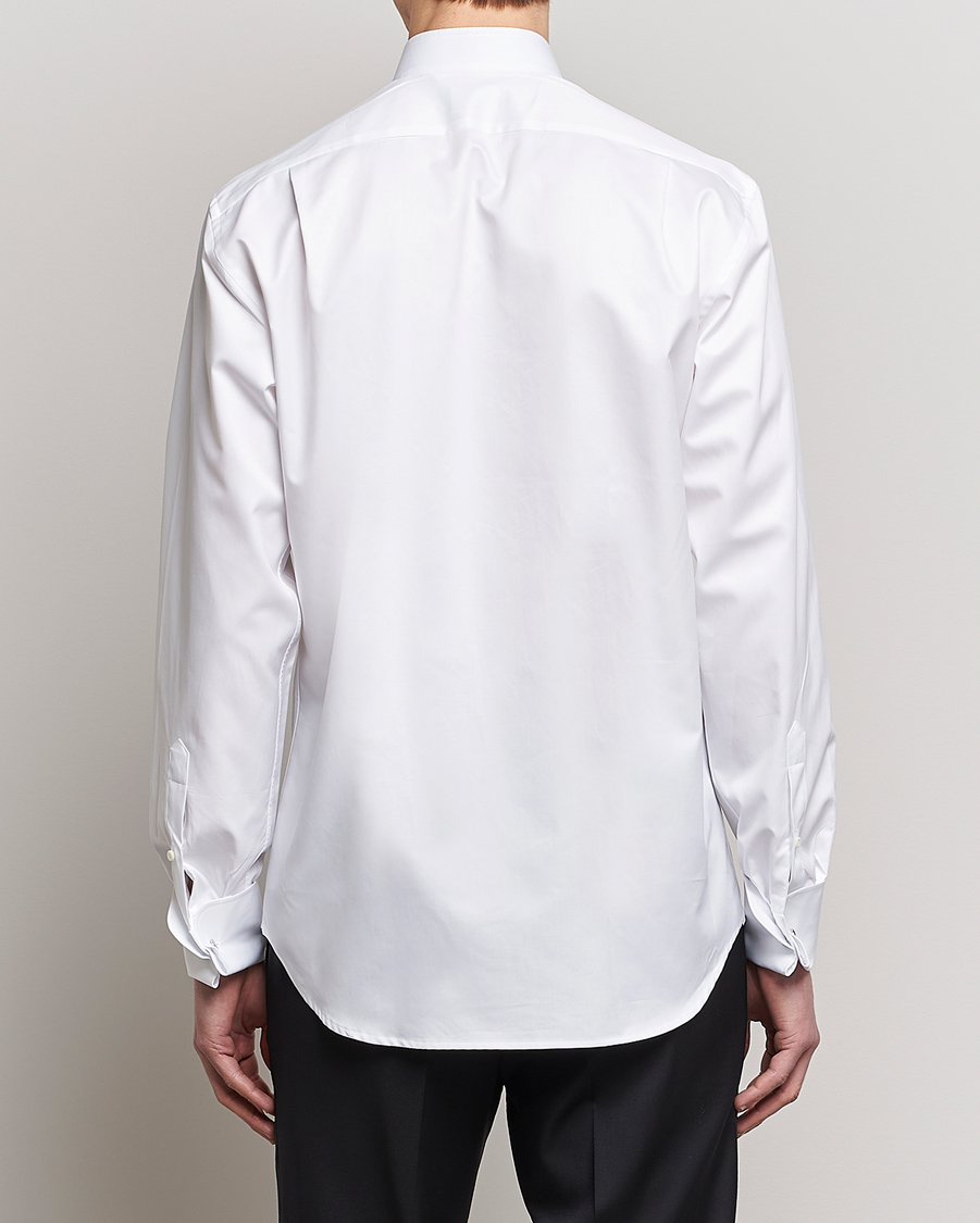 Homme | Chemises | Stenströms | Fitted Body Stand Up Collar Plissè Shirt White