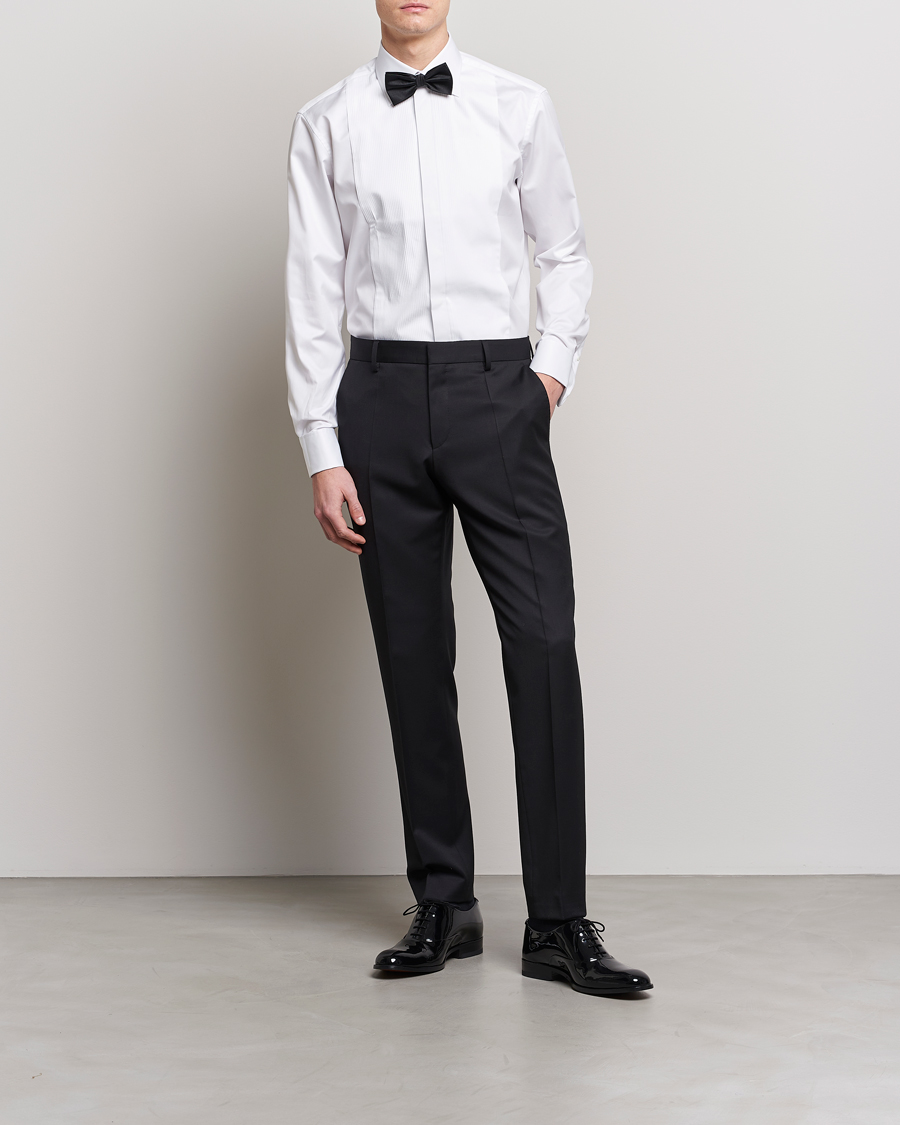 Homme | Cravate Noire | Stenströms | Fitted Body Smoking Shirt White
