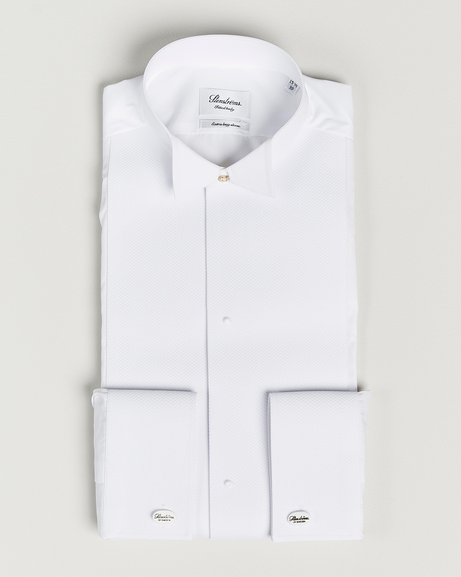 Homme | Chemises | Stenströms | Fitted Body XL Sleeve Stand Up Collar Evening Shir White