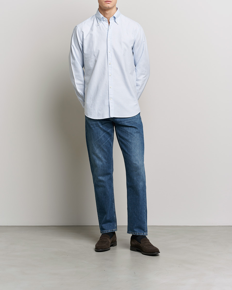 Homme | Chemises | Stenströms | Fitted Body Oxford Shirt Blue/White