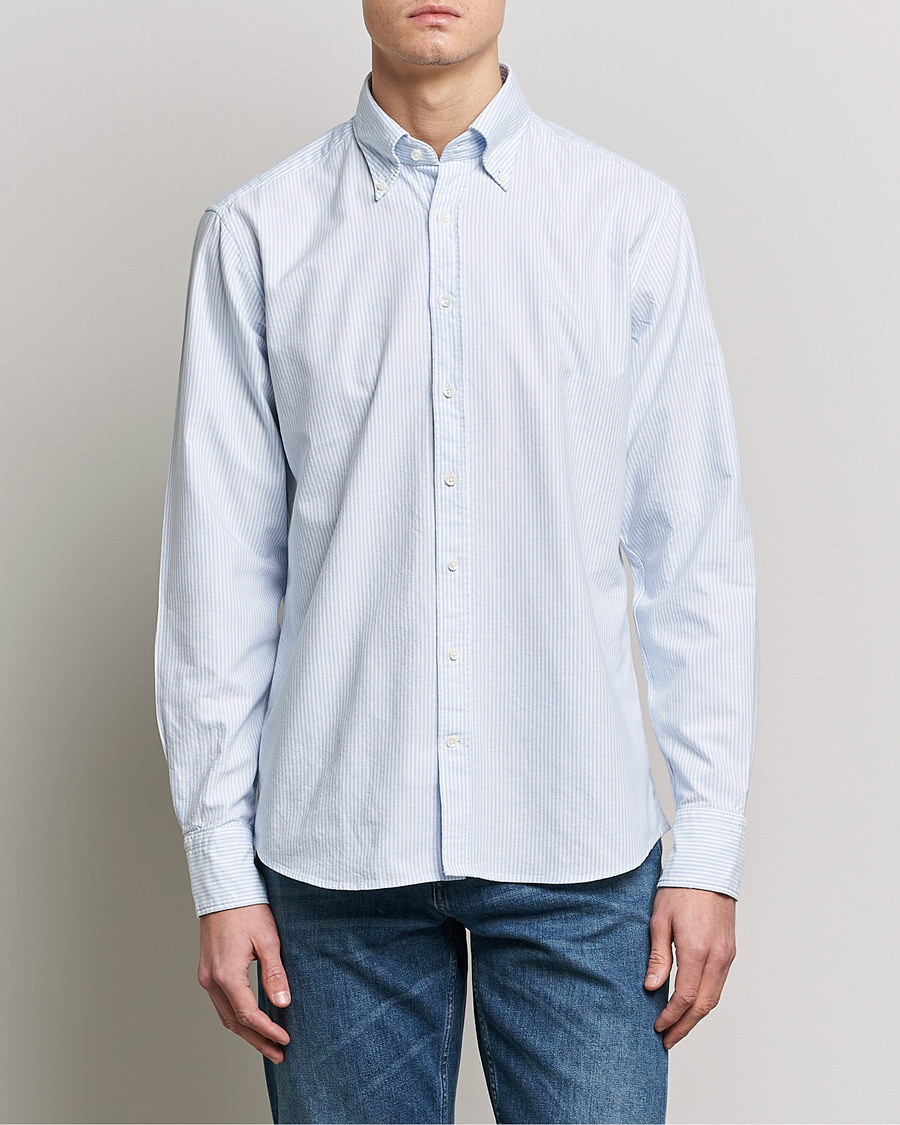 Homme |  | Stenströms | Fitted Body Oxford Shirt Blue/White
