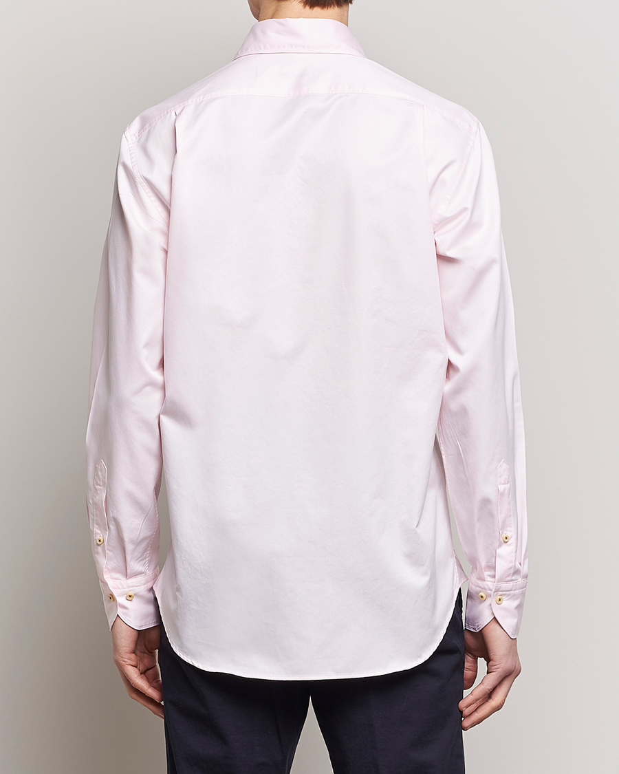 Homme | Chemises | Stenströms | Fitted Body Washed Cotton Plain Shirt Pink