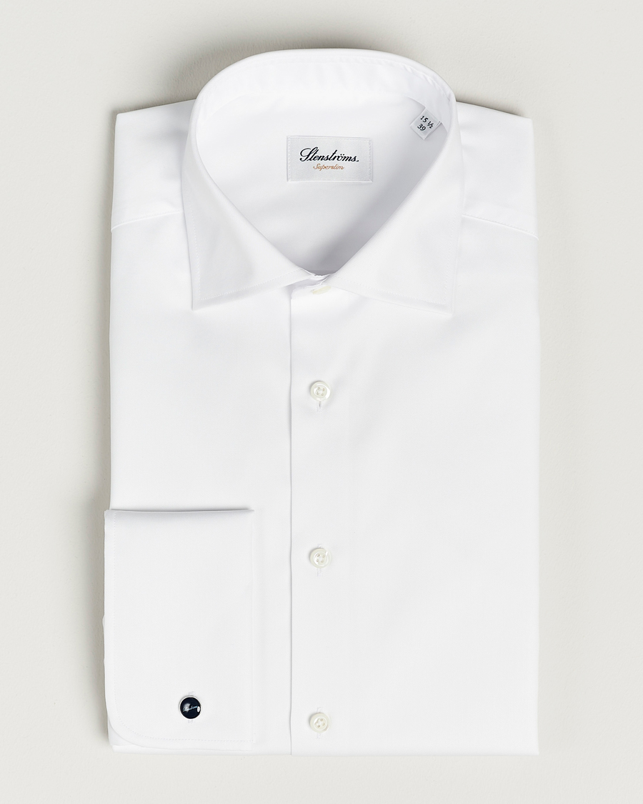 Homme | Chemises | Stenströms | Superslim Double Cuff Cotton Shirt White
