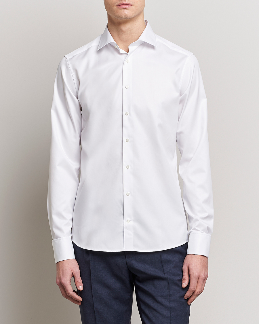 Homme | Chemises | Stenströms | Superslim Double Cuff Cotton Shirt White