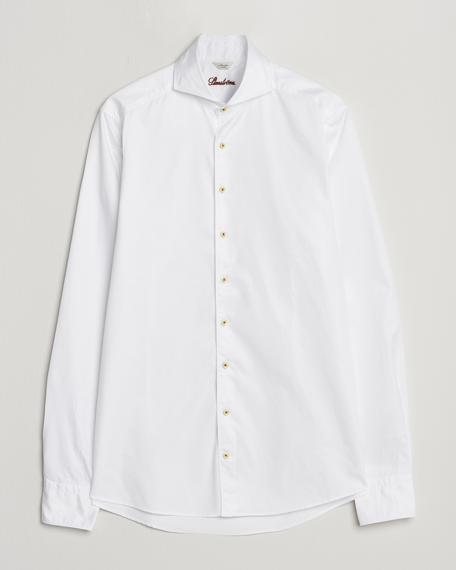 Homme | Chemises | Stenströms | Slimline X-Long Sleeve Washed Cotton Shirt White