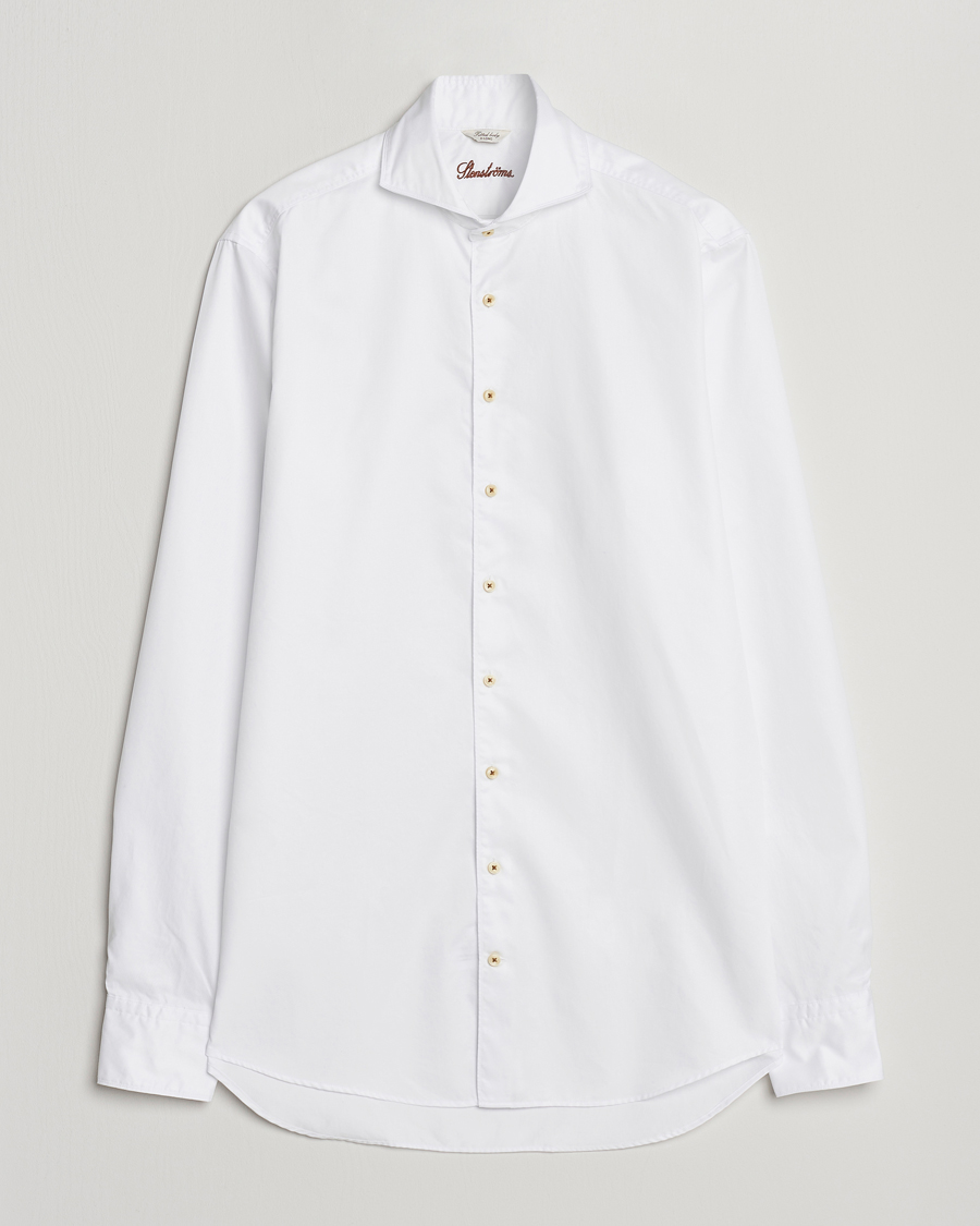 Homme | Chemises | Stenströms | Fitted Body X-Long Sleeve Washed Shirt White