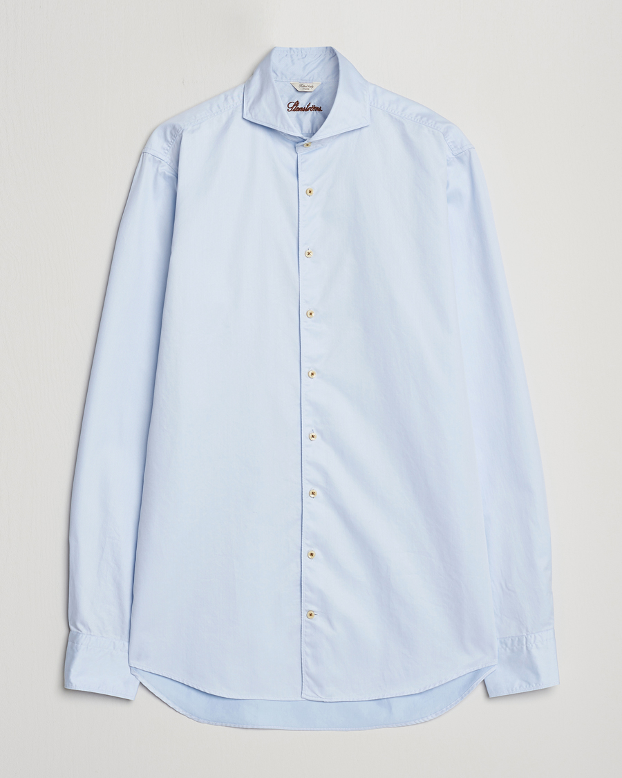 Homme | Chemises | Stenströms | Fitted Body X-Long Sleeve Washed Shirt Light Blue