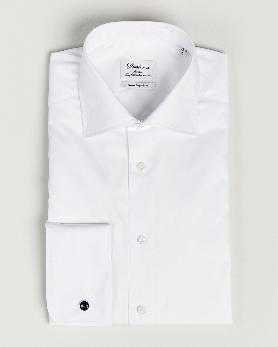 Homme | Chemises | Stenströms | Slimline X-Long Sleeve Double Cuff Shirt White