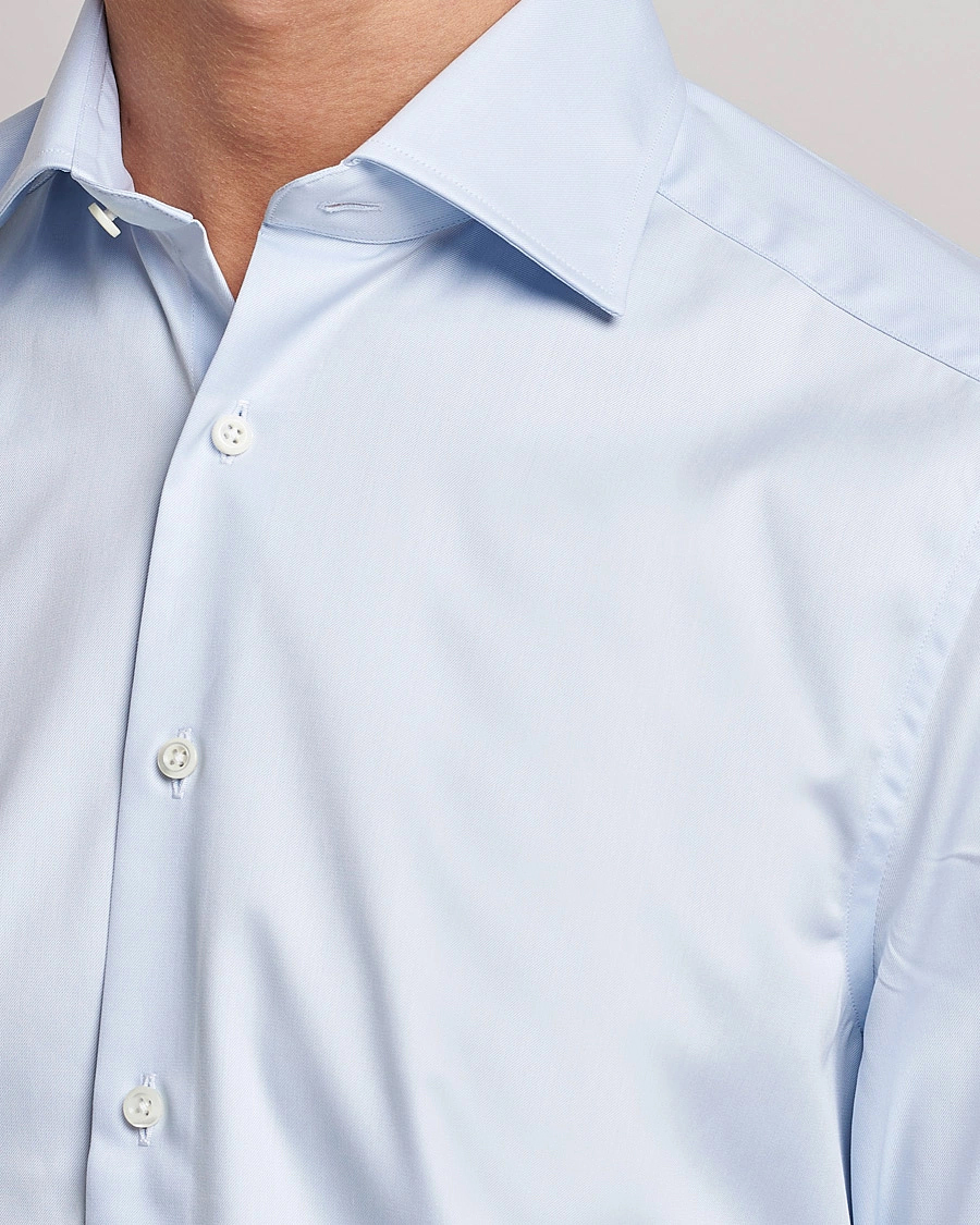 Homme | Chemises D'Affaires | Stenströms | Slimline X-Long Sleeve Double Cuff Shirt Light Blue