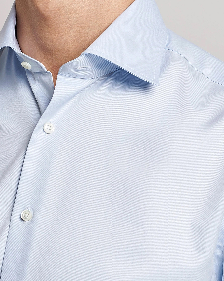 Homme | Chemises D'Affaires | Stenströms | Fitted Body X-Long Sleeve Double Cuff Shirt Light Blue