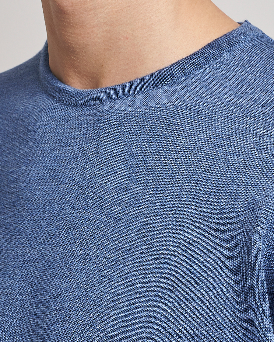 Homme | Pulls Et Tricots | Stenströms | Merino Patch Crew Neck Light Blue/Blue