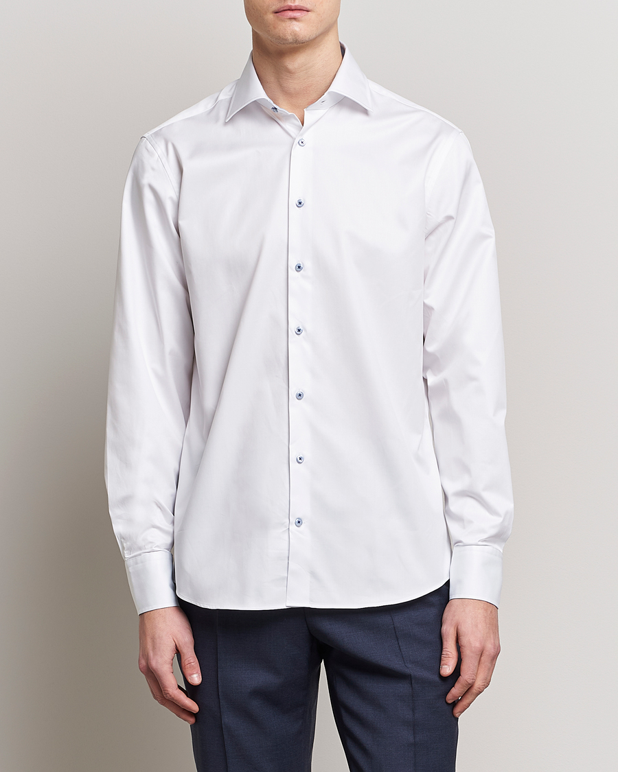 Homme | Chemises | Stenströms | Fitted Body Contrast Cut Away Shirt White
