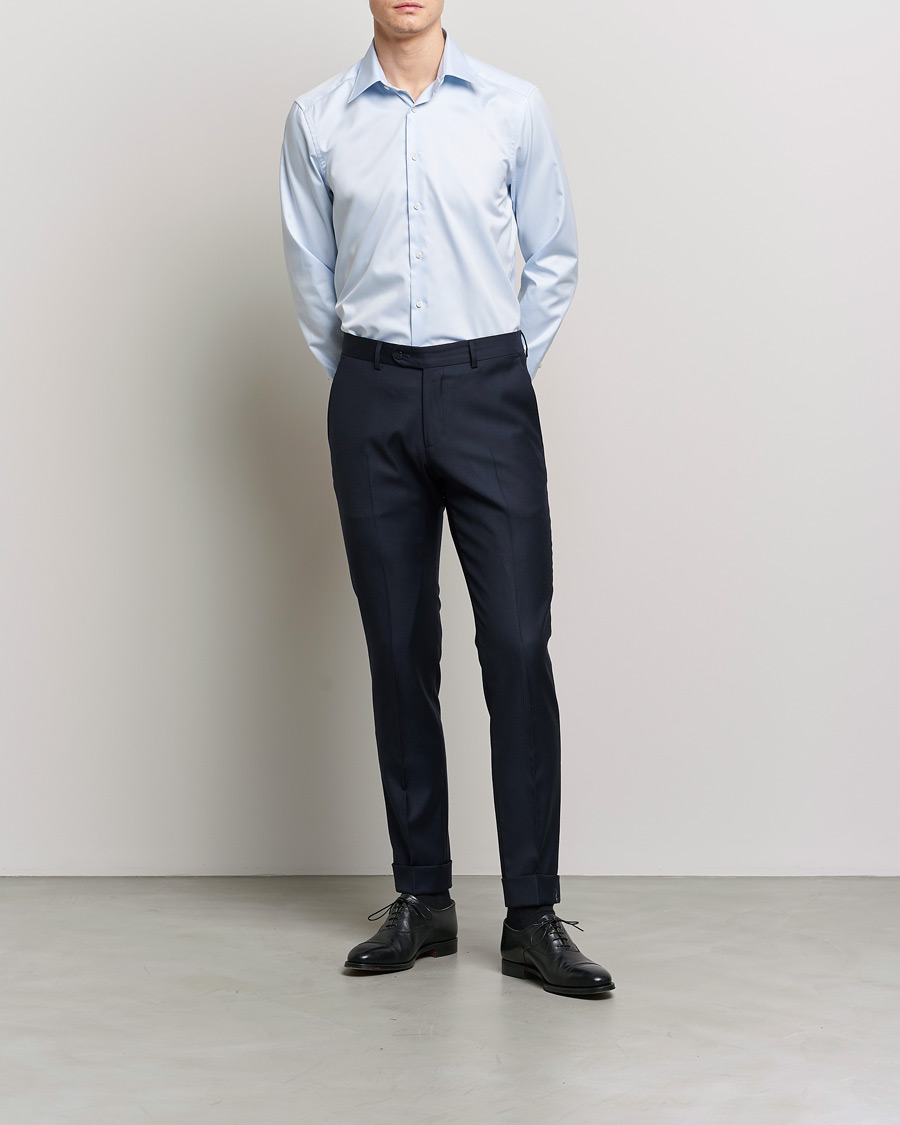 Homme | Chemises D'Affaires | Stenströms | Slimline Kent Collar Shirt Light Blue